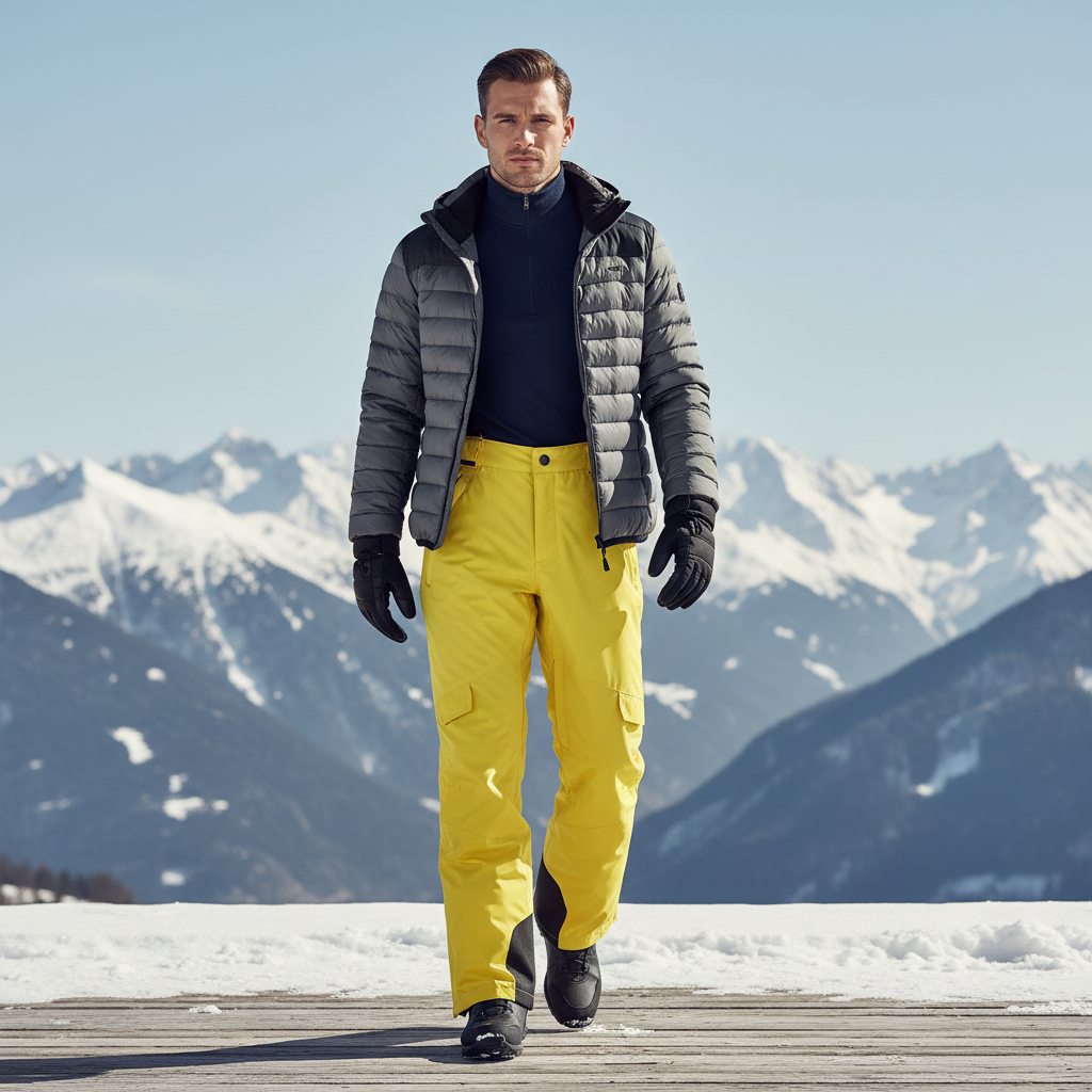Pantalon De Ski Jaune Cargo Imperméable Homme - Polyester