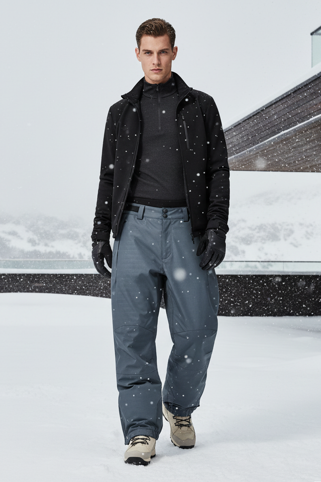 Pantalon De Ski Gris Ample Imperméable Hiver Homme - Polyester