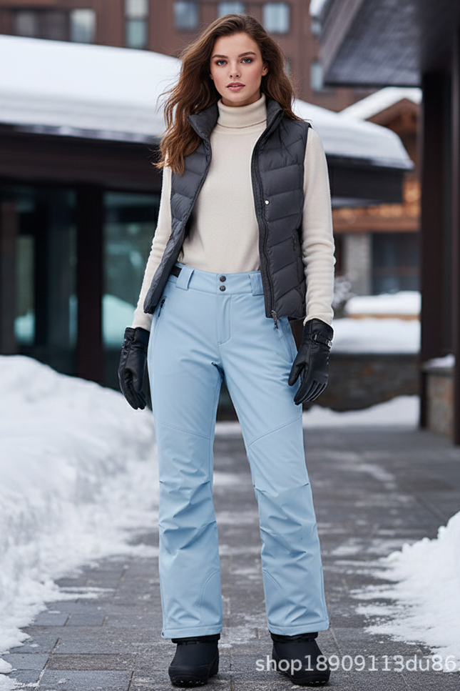 Pantalon De Ski Bleu Ciel Imperméable Femme Hiver - Polyester