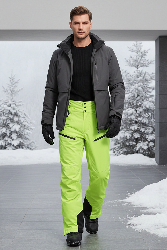 Pantalon De Ski Homme Vert Fluorescent Ample Imperméable Hiver - Polyester