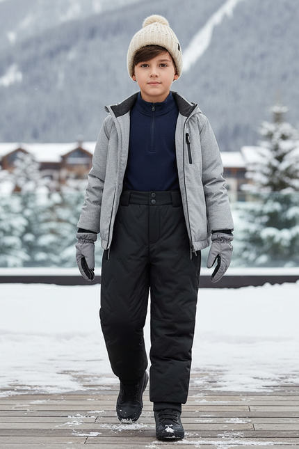 Pantalon De Ski Noir Matelassé Enfant Chaud Imperméable - Polyester