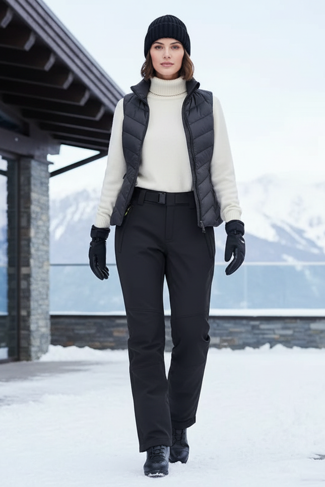 Pantalon De Ski Noir Stretch Imperméable Femme - Polyester