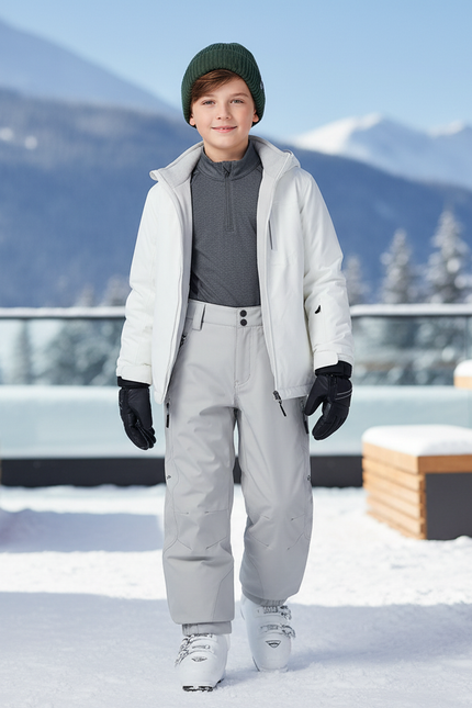 Pantalon De Ski Gris Clair Imperméable Enfant Hiver - Polyester