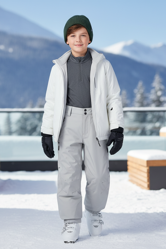 Pantalon De Ski Gris Clair Imperméable Enfant Hiver - Polyester