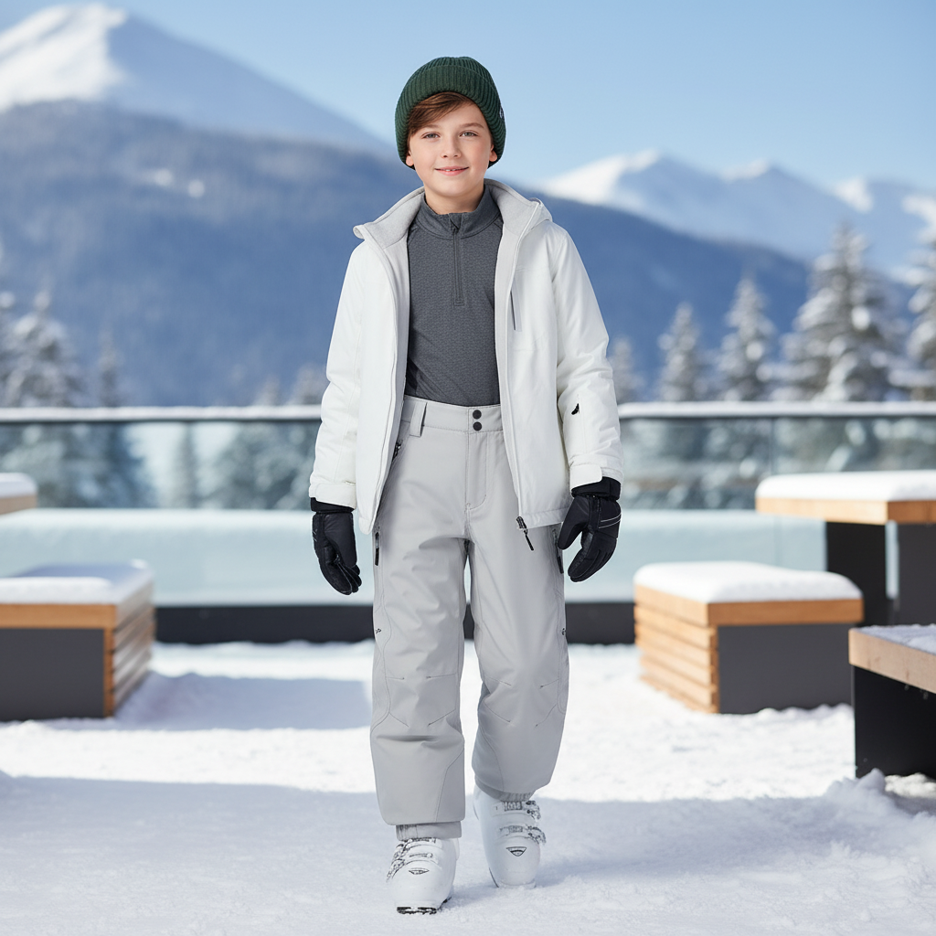 Pantalon De Ski Gris Clair Imperméable Enfant Hiver - Polyester