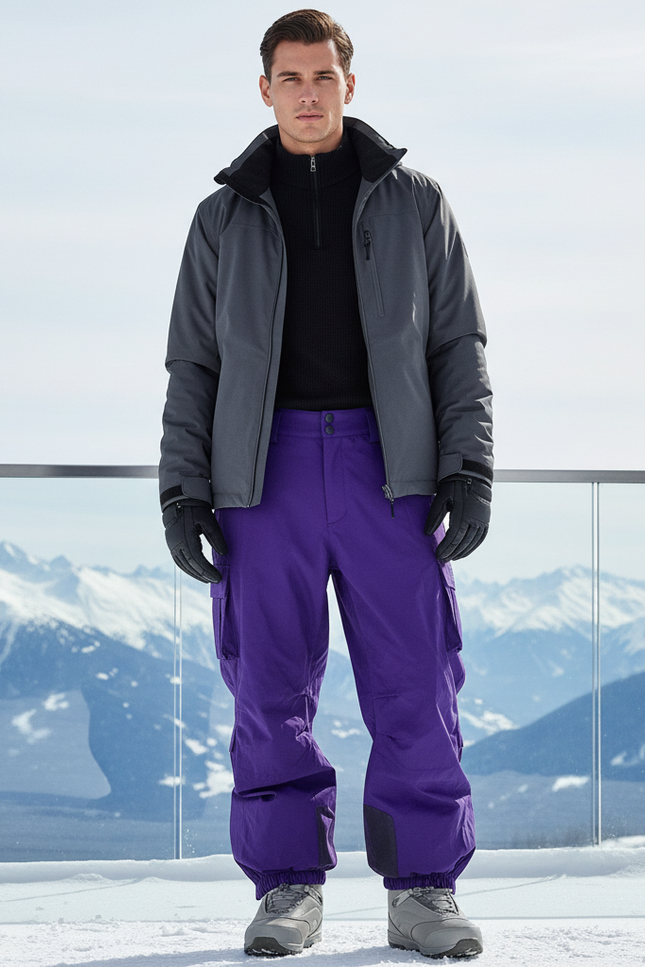 Pantalon De Ski Violet Cargo Imperméable Homme Hiver - Polyester