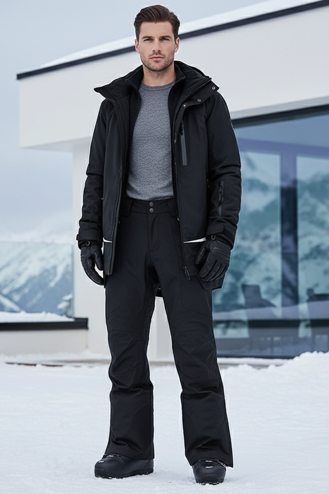 Pantalon De Ski Noir Ample Imperméable Hiver - Polyester