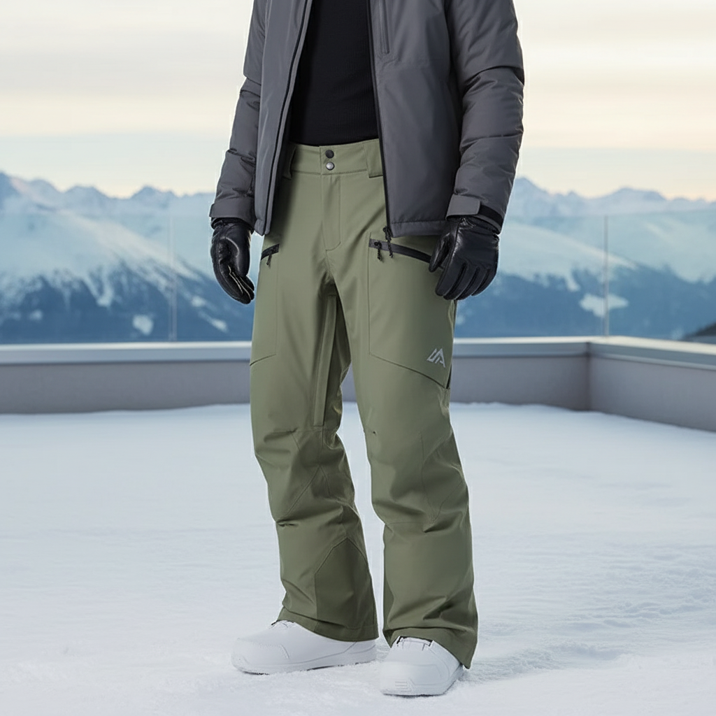 Pantalon De Ski Vert Kaki Imperméable Coupe Droite Homme - Polyester