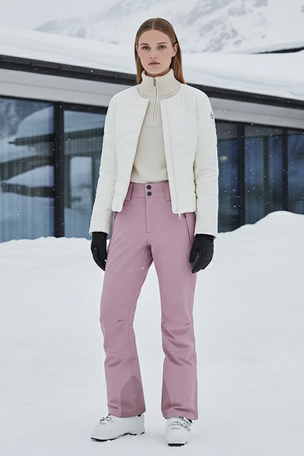 Pantalon De Ski Rose Poudré Droit Imperméable Femme Hiver - Polyester
