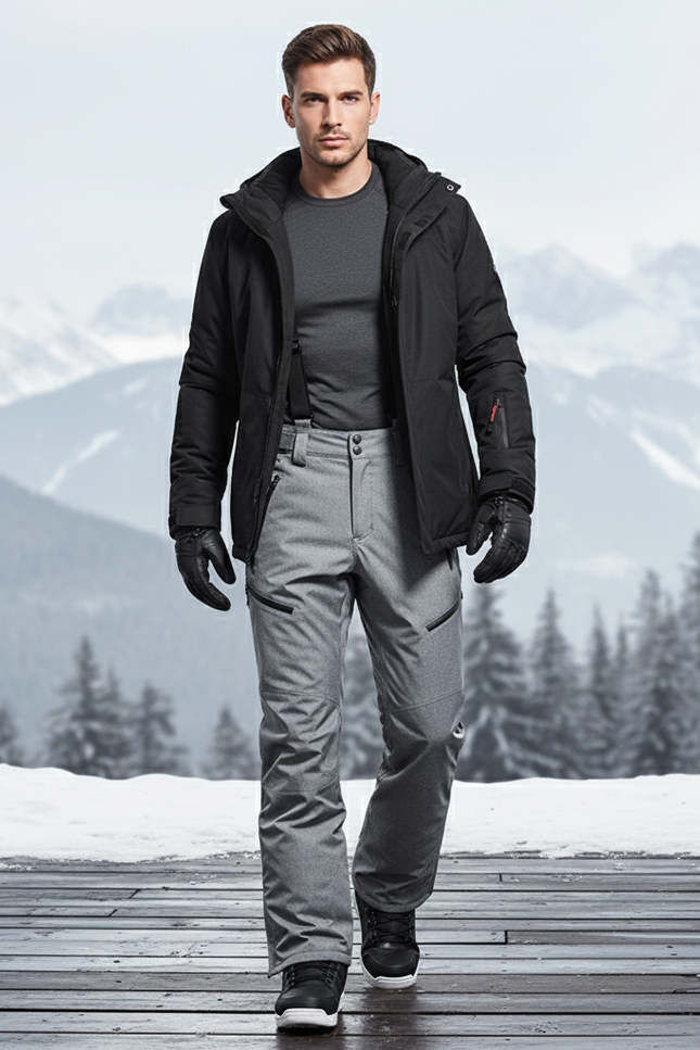 Pantalon De Ski Gris Imperméable Homme Doublé Hiver - Polyester