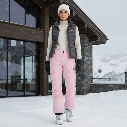 Pantalon De Ski Rose Pâle Cargo Imperméable Femme Hiver - Polyester
