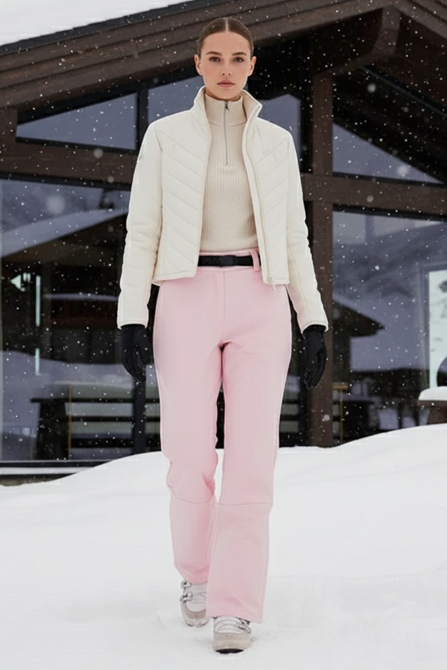 Pantalon De Ski Rose Pâle Femme Imperméable Coupe Droite - Polyester