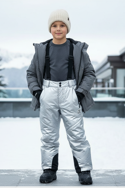 Pantalon De Ski Argenté Brillant Rembourré Enfant - Polyester