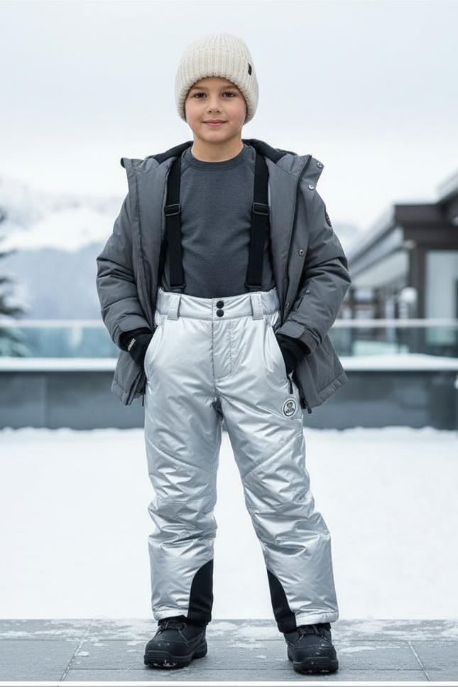 Pantalon De Ski Argenté Brillant Rembourré Enfant - Polyester