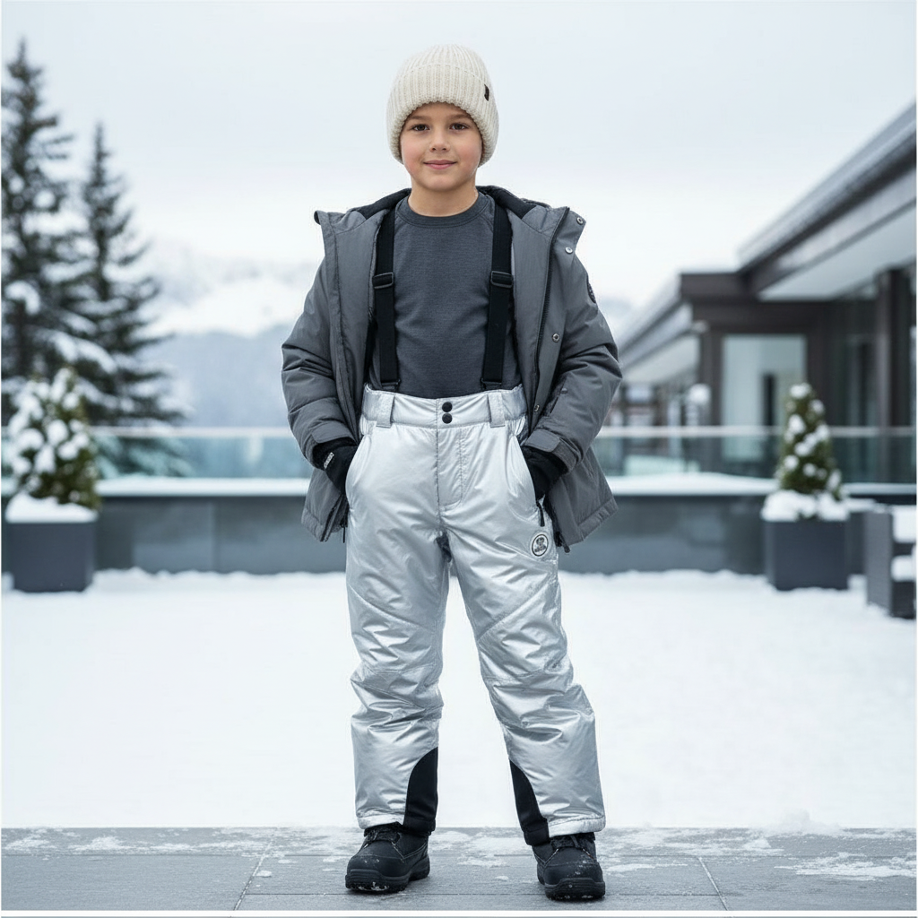 Pantalon De Ski Argenté Brillant Rembourré Enfant - Polyester