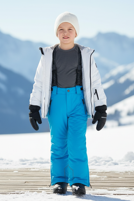 Pantalon De Ski Enfant Bleu Imperméable Bretelles Hiver - Polyester