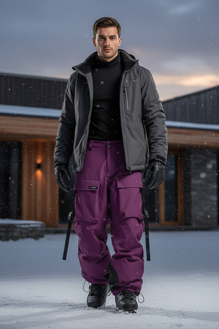 Pantalon De Ski Violet Cargo Imperméable Thermique Homme - Polyester