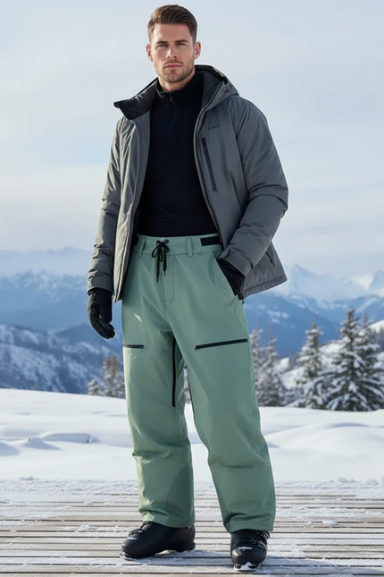 Pantalon De Ski Vert Ample Imperméable Homme Hiver - Polyester