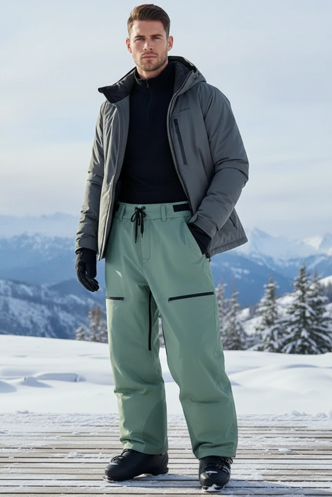 Pantalon De Ski Vert Ample Imperméable Homme Hiver - Polyester