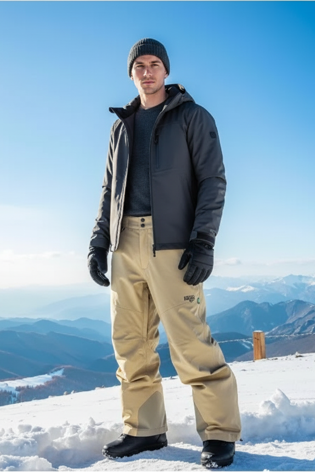 Pantalon De Ski Beige Imperméable Ample Homme Hiver - Polyester