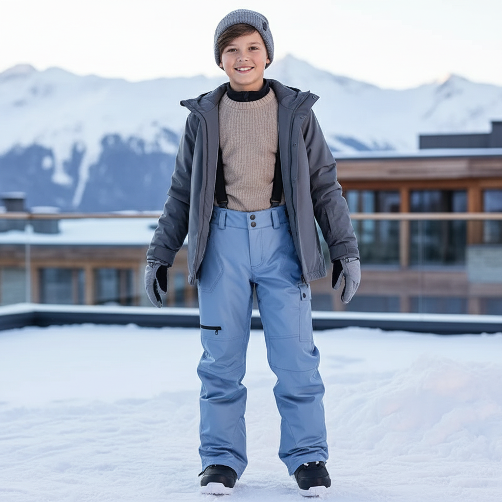 Pantalon De Ski Bleu Enfant Imperméable Coupe-Vent Respirant - Polyester