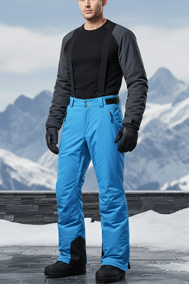 Pantalon De Ski Homme Bleu Imperméable Bretelles - Polyester