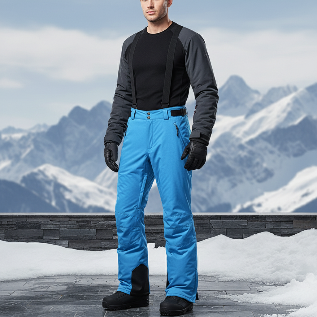 Pantalon De Ski Homme Bleu Imperméable Bretelles - Polyester