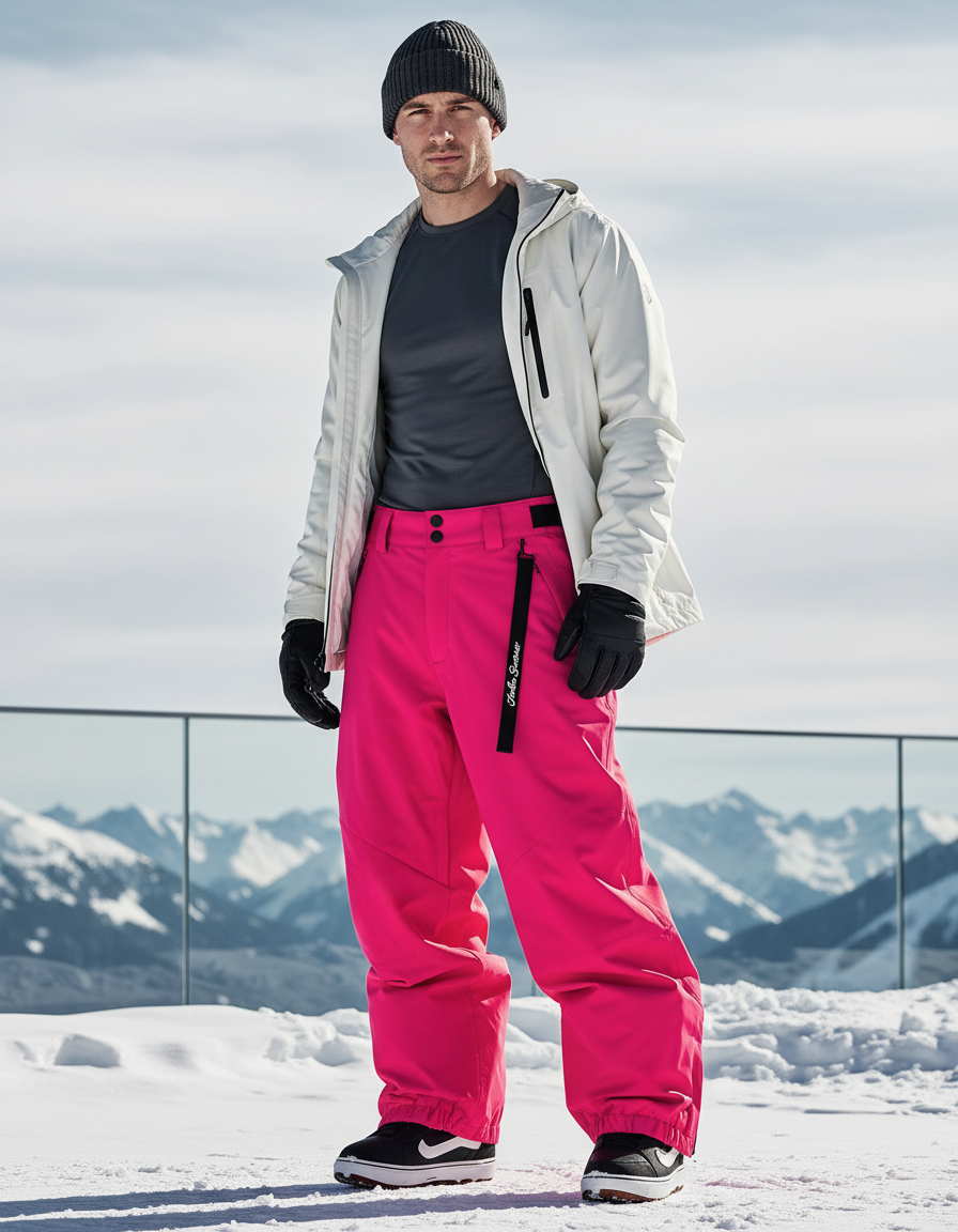 Pantalon De Ski Rose Vif Imperméable Ample Unisexe - Polyester
