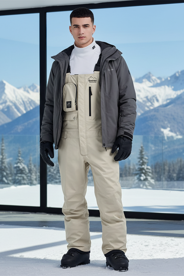 Pantalon De Ski Beige Imperméable Droit Unisexe Chaud - Polyester