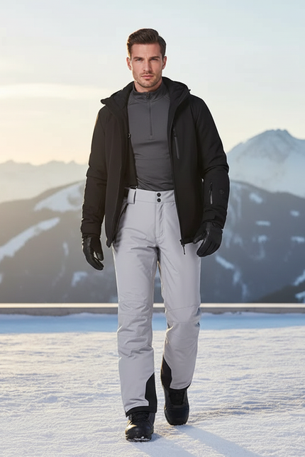 Pantalon De Ski Gris Clair Imperméable Chaud Ample Homme - Polyester