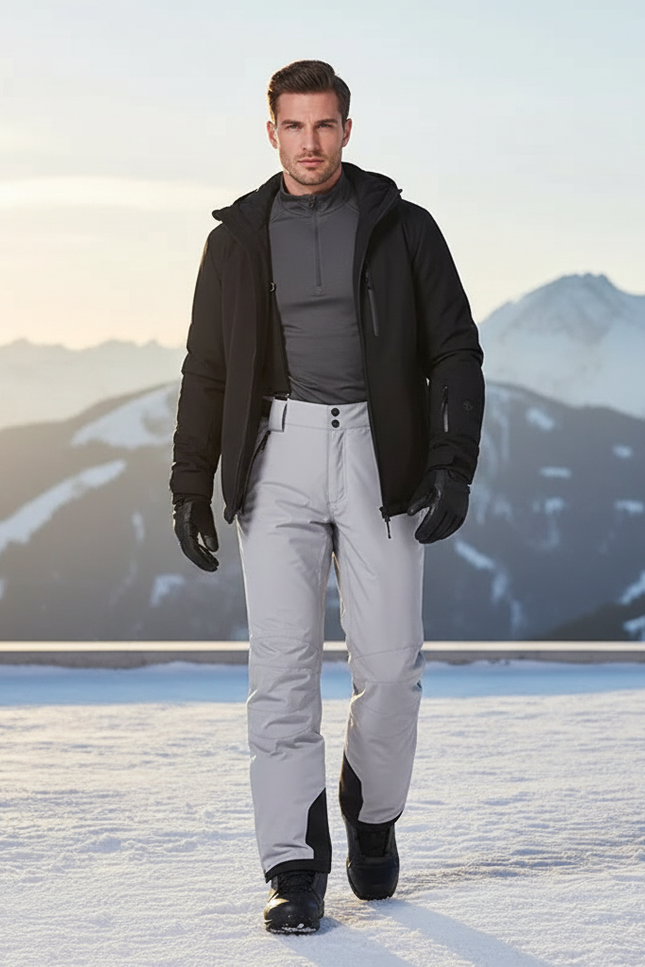 Pantalon De Ski Gris Clair Imperméable Chaud Ample Homme - Polyester