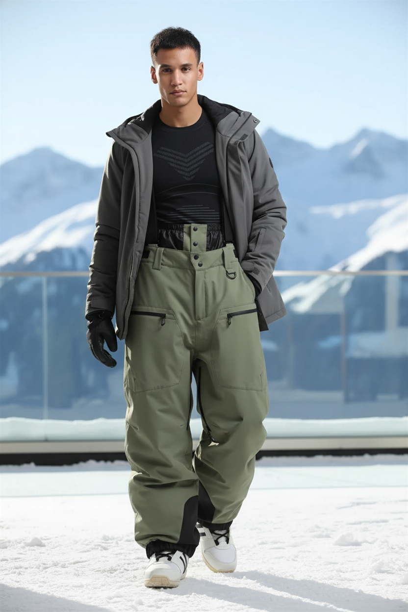 Pantalon De Ski Cargo Homme - Kaki Polyester