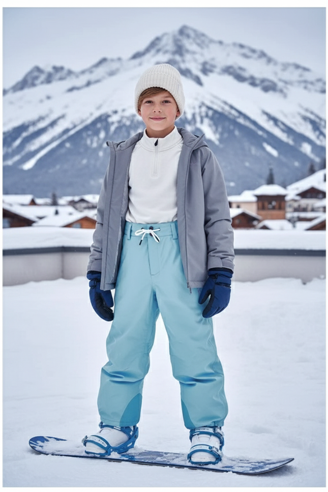 Pantalon De Ski Bleu Ciel Imperméable Enfant Hiver - Polyester