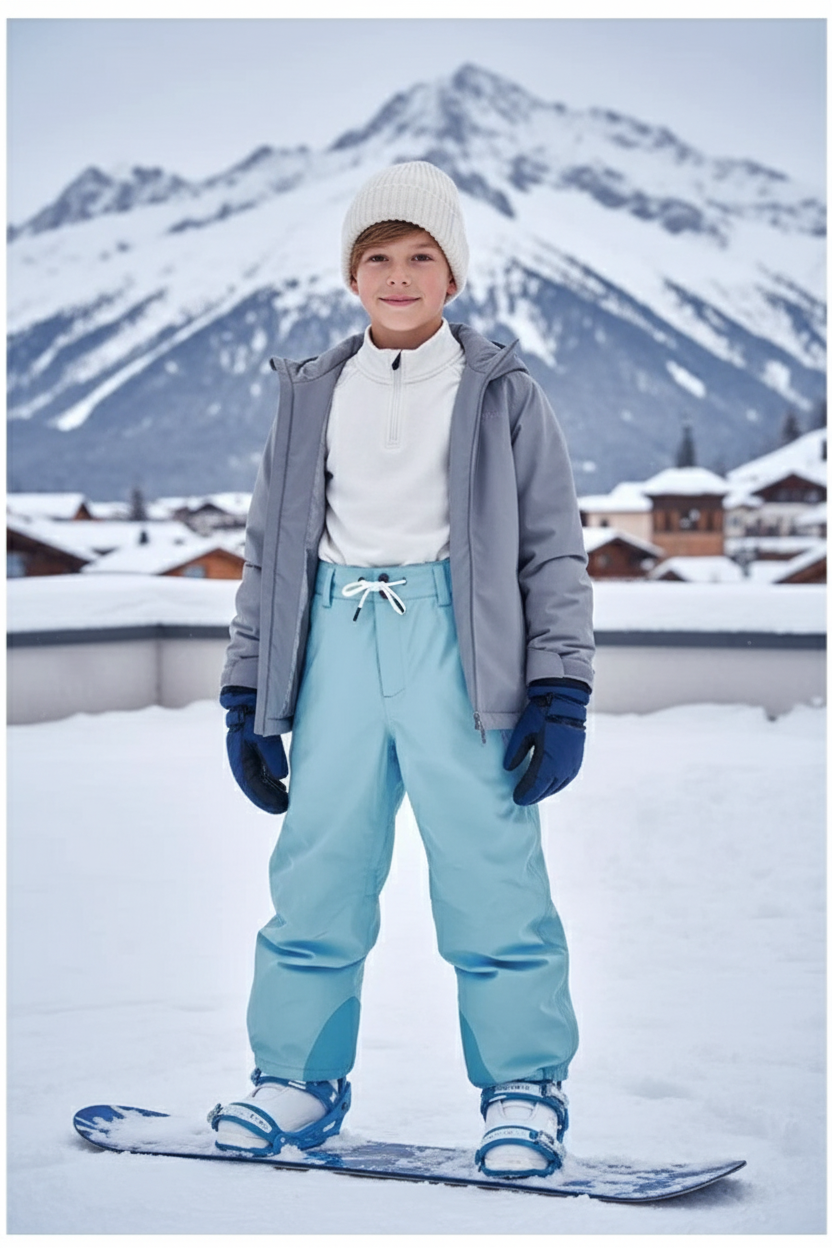 Pantalon De Ski Bleu Ciel Imperméable Enfant Hiver - Polyester