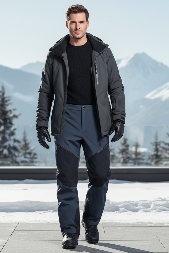 Pantalon De Ski Homme Imperméable Coupe Droite Bicolore - Marine Polyester