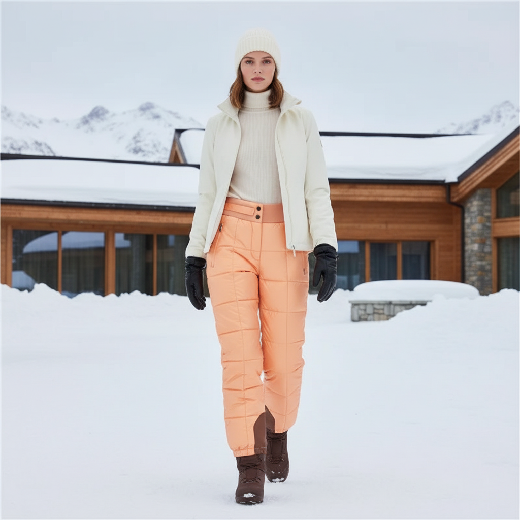 Pantalon De Ski Pêche Matelassé Femme Chaud Hiver - Orange Polyester