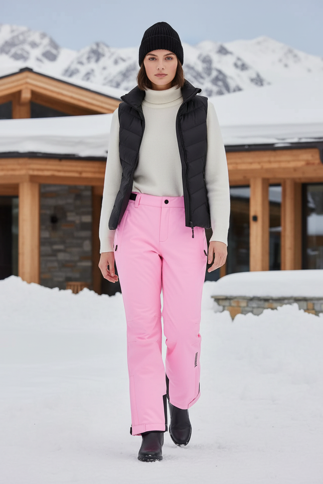 Pantalon De Ski Rose Imperméable Coupe-Vent Femme Hiver - Polyester