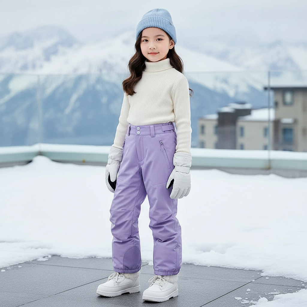 Pantalon De Ski Enfant Violet Imperméable Chaud Hiver - Polyester