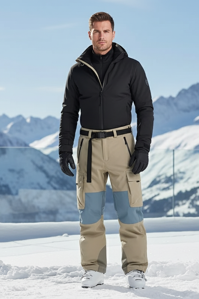 Pantalon De Ski Beige Cargo Imperméable Homme Bicolore - Polyester