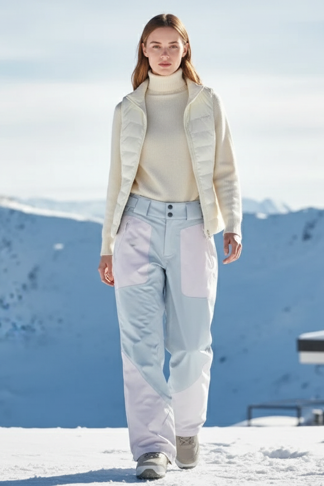 Pantalon De Ski Bicolore Imperméable Ample Unisexe Hiver - Multicolore Polyester