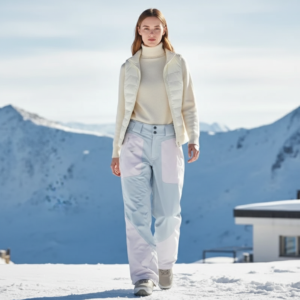 Pantalon De Ski Bicolore Imperméable Ample Unisexe Hiver - Multicolore Polyester