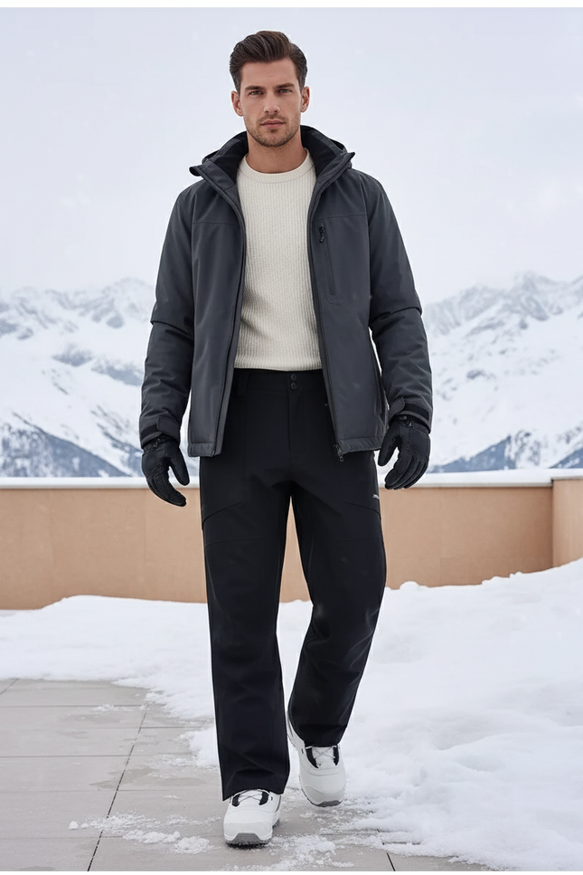 Pantalon De Ski Noir Droit Imperméable Homme Chaud - Polyester
