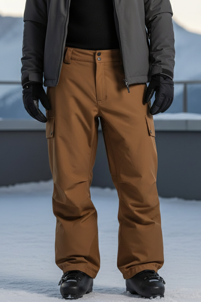 Pantalon De Ski Marron Ample Cargo Homme Hiver - Polyester
