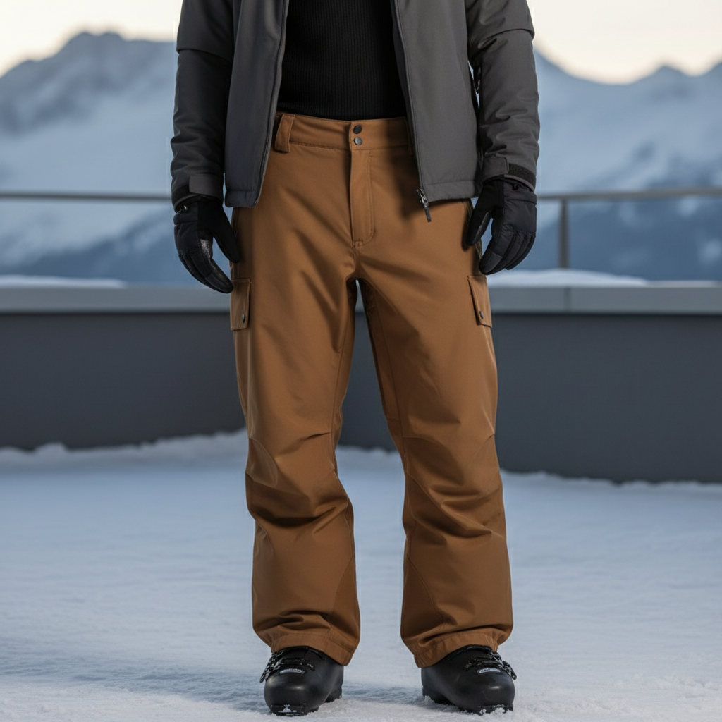 Pantalon De Ski Marron Ample Cargo Homme Hiver - Polyester