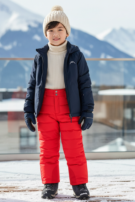 Pantalon De Ski Rouge Matelassé Enfant Imperméable Hiver - Polyester