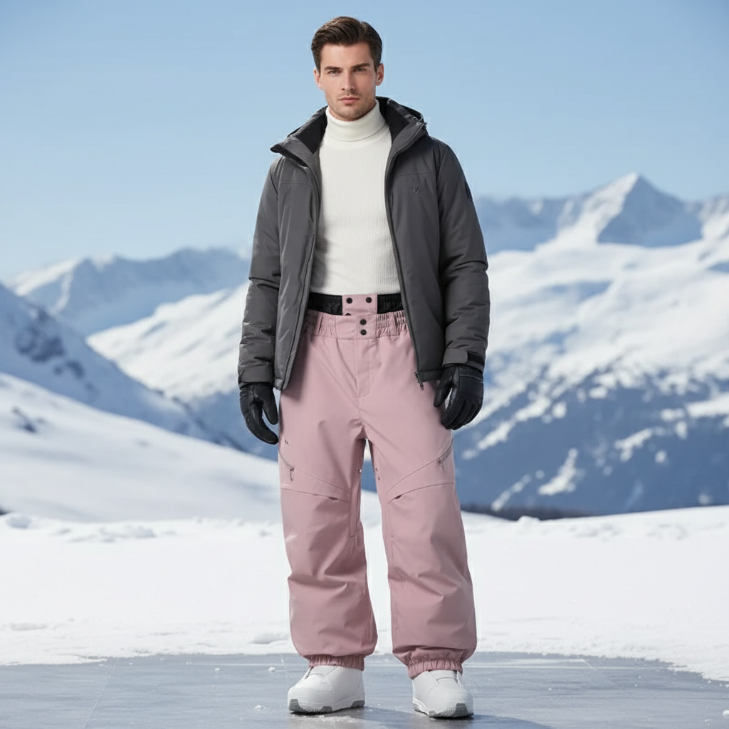 Pantalon De Ski Rose Ample Imperméable Unisexe - Polyester
