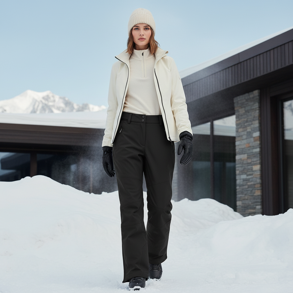 Pantalon De Ski Noir Imperméable Chaud Femme Hiver - Polyester
