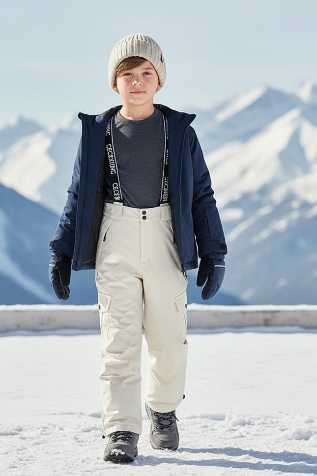 Pantalon De Ski Crème Cargo Impermé Enfant - Beige Polyester