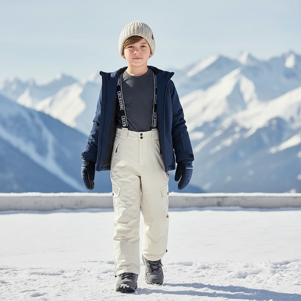 Pantalon De Ski Crème Cargo Impermé Enfant - Beige Polyester