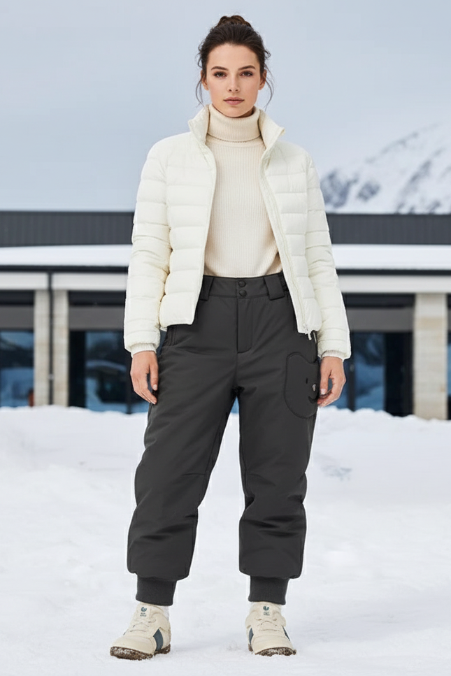 Pantalon De Ski Gris Foncé Ample Imperméable Enfant Hiver - Polyester